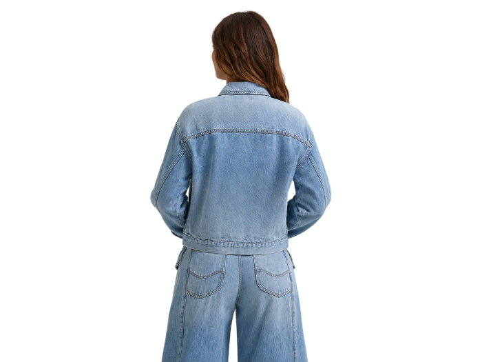 B2B Washed Cropped Denim Jacket Women’s Light Blue