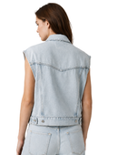 Women’s Light Blue Sleeveless Denim Vest | B2B Low MOQ Denim Manufacturer