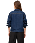 B2B Women’s Zip-Front Denim Jacket Dark Blue Low MOQ
