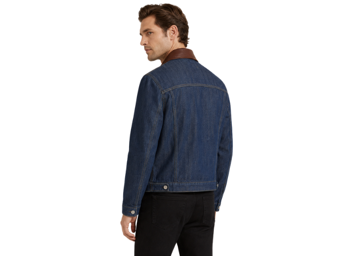 B2B Contrast-Collar Denim Jacket B2B Low MOQ Denim Manufacturer Men’s Dark Blue
