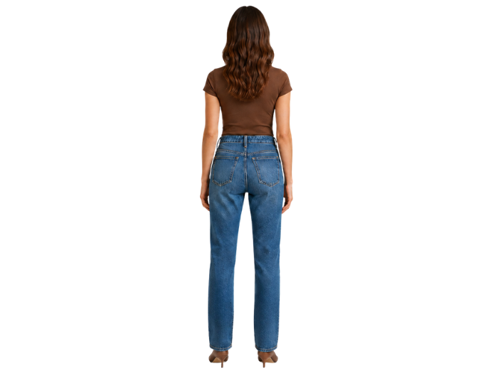 Straight Leg Denim Pants Mid Blue Wash | B2B Low MOQ