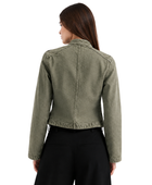 B2B Cropped Denim Jacket Denim Manufacturer Women’s Olive
