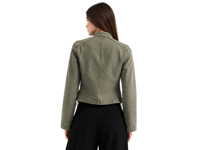 B2B Cropped Denim Jacket Denim Manufacturer Women’s Olive