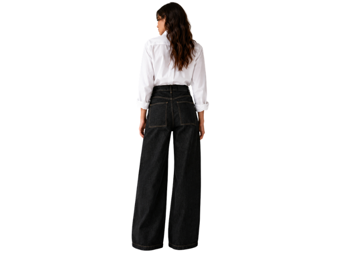 Wide Leg Denim Pants Black | B2B Low MOQ