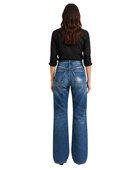 Straight Leg Denim Pants Mid Blue Distressed Wash | B2B Low MOQ