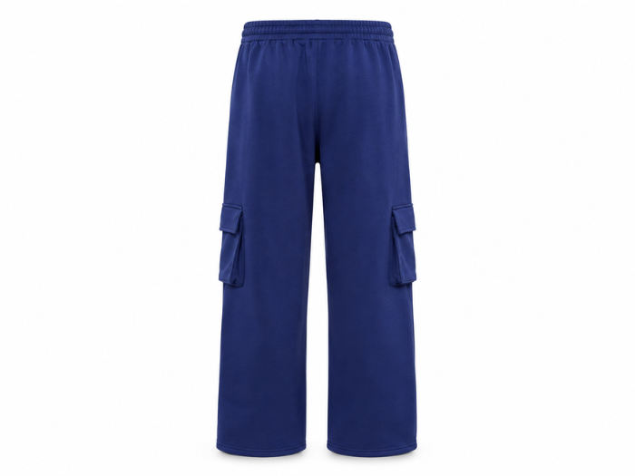 Cargo Sweatpants Navy Blue Straight Leg Star Appliqué Design | B2B Low MOQ