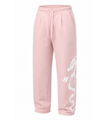Balloon Fit Screen Printed Washed Sweatpants Light Pink Dragon Graphic | B2B Low MOQ