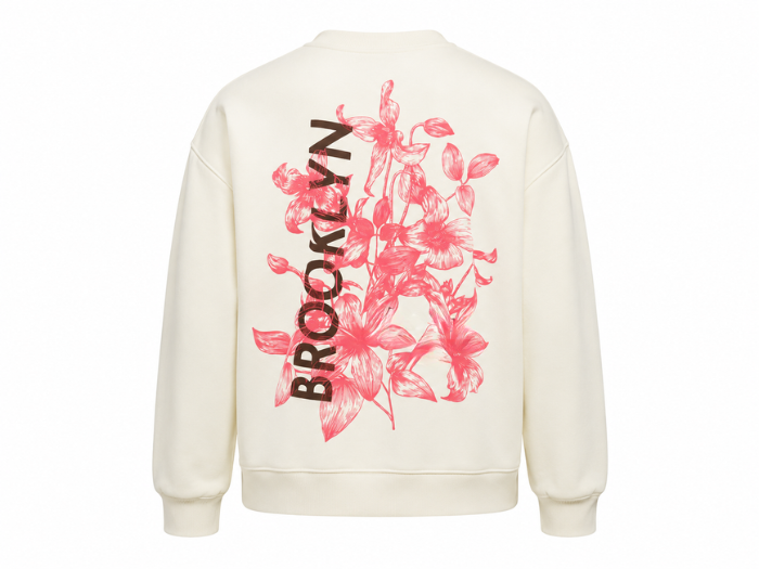 Oversized Sweatshirt Off White Floral Back Screen Print | B2B Low MOQ