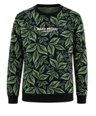 Men's Crewneck Sweatshirt Black Green Leaf All Over Print | B2B Low MOQ