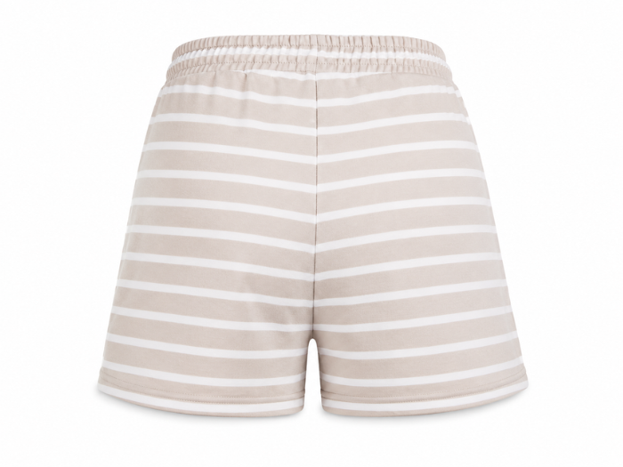 Sweat Shorts Beige White Stripe Screen Printing | B2B Low MOQ