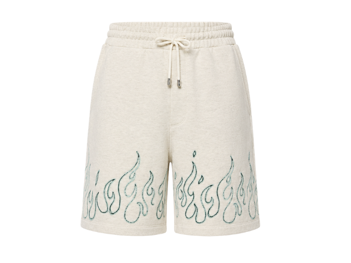 Sweat Shorts Off White Outlined Flame Screen Printing | B2B Low MOQ
