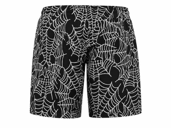 Sweat Shorts Black Web Skull Screen Printing | B2B Low MOQ