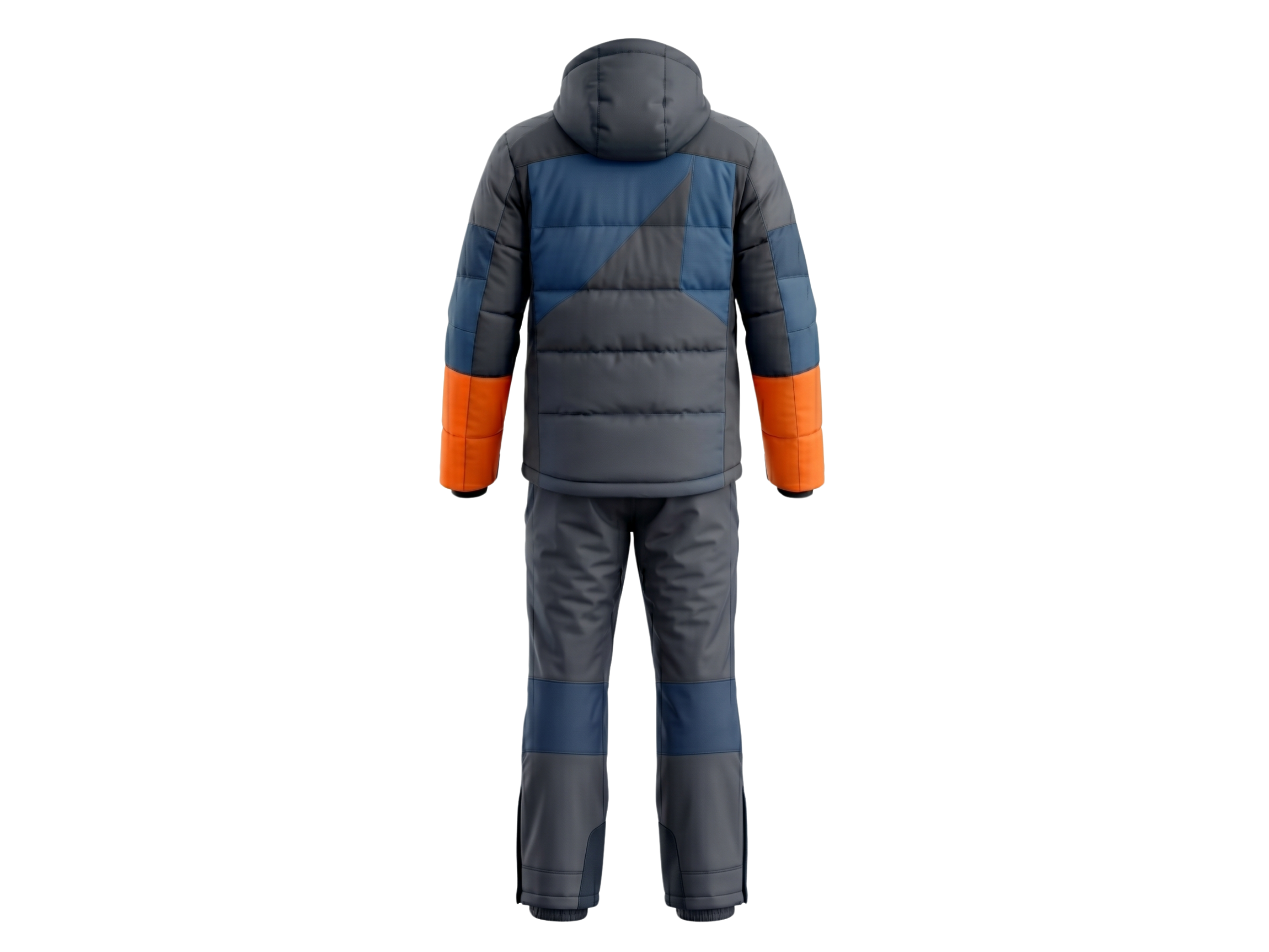 Custom Two-Piece Ski Suit Charcoal Navy Orange Winter Wear Manufacturer