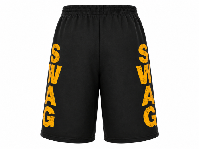 Sweat Shorts Black Stacked Letter DTG Printing | B2B Low MOQ