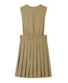 School V-Neck Pleated Jumper Khaki Beige | B2B Low MOQ Wholesale Manufacturer