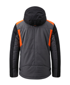 Custom Hooded Ski Wear Jacket Charcoal Grey/Orange B2B Winter Jacket Manufacturer