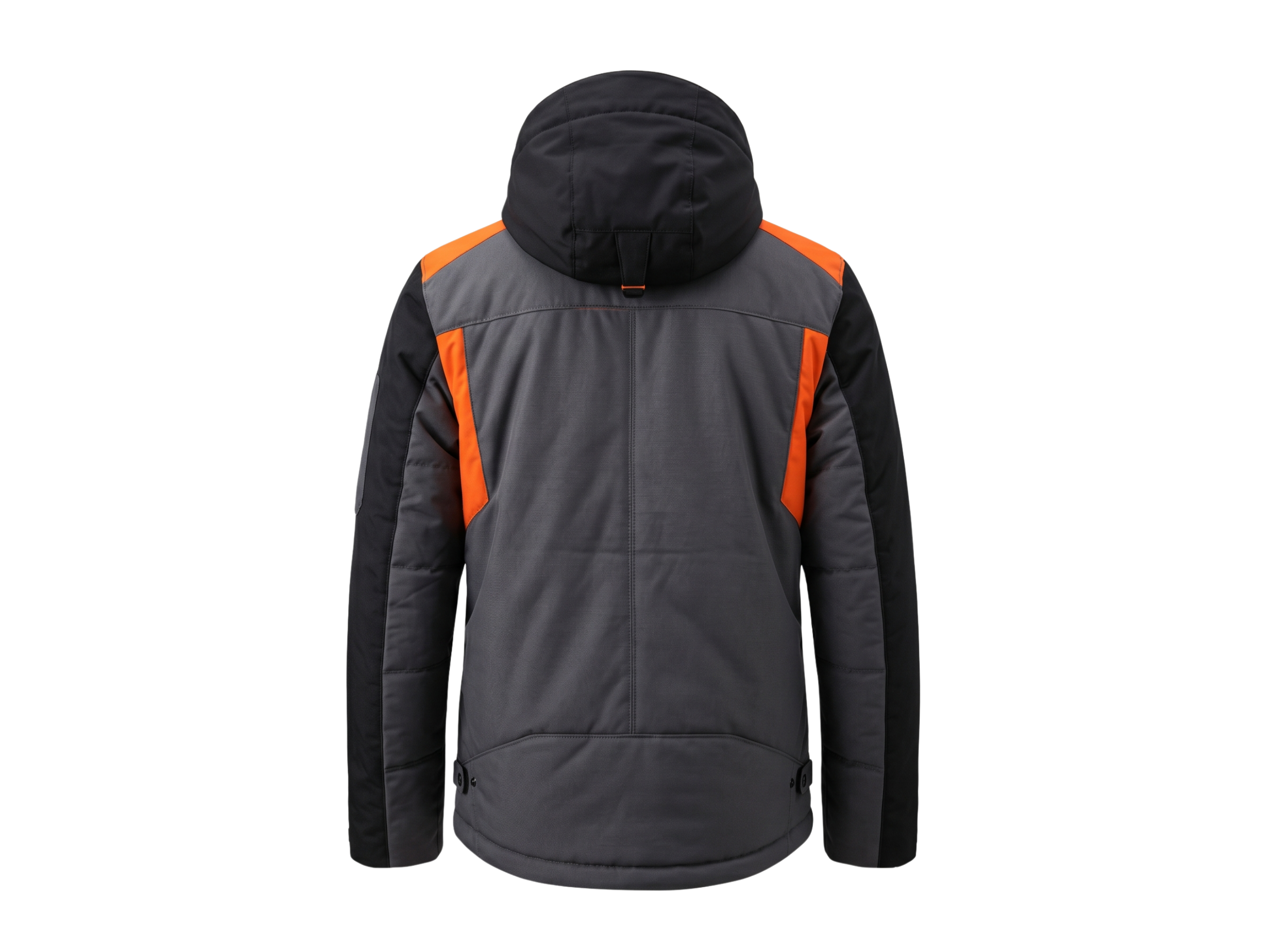 Custom Hooded Ski Wear Jacket Charcoal Grey/Orange B2B Winter Jacket Manufacturer