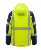 B2B Reflective Hooded Ski Wear Jacket Yellow Navy Custom Winter Jacket Manufacturer
