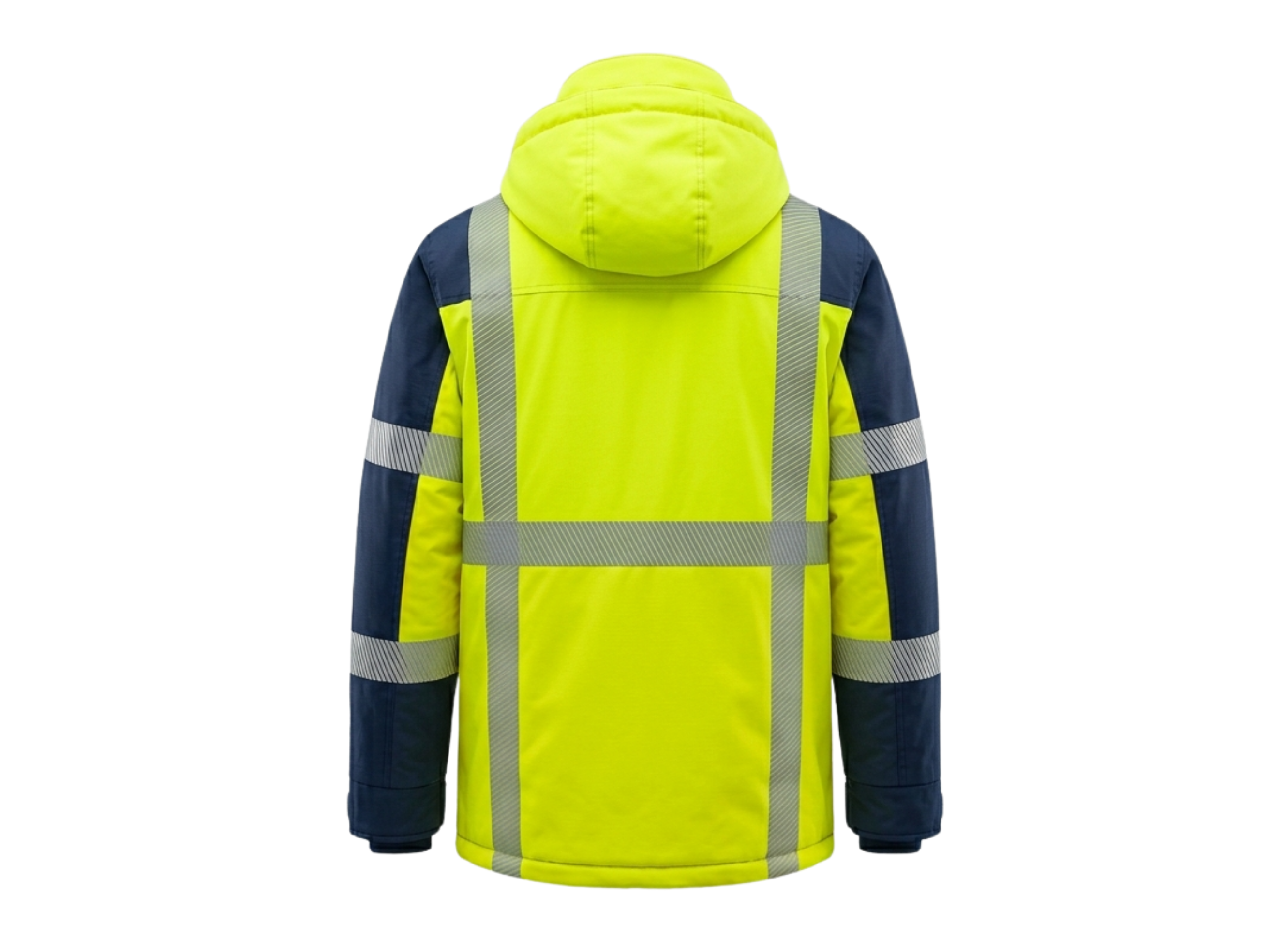 B2B Reflective Hooded Ski Wear Jacket Yellow Navy Custom Winter Jacket Manufacturer