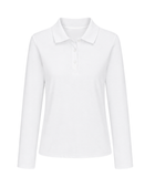School Long Sleeve Fitted Picot Collar Polo White | B2B Low MOQ Wholesale