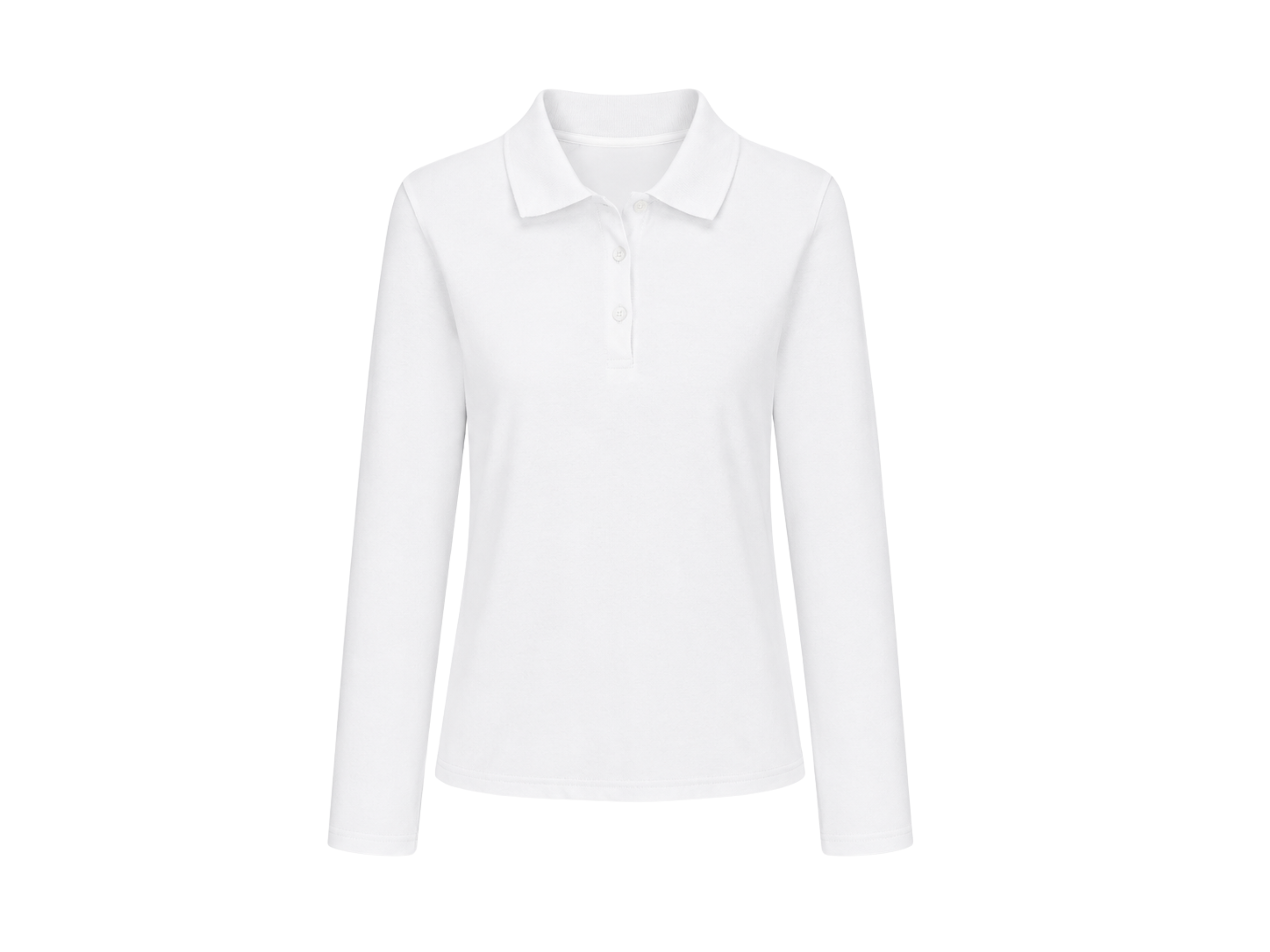 School Long Sleeve Fitted Picot Collar Polo White | B2B Low MOQ Wholesale