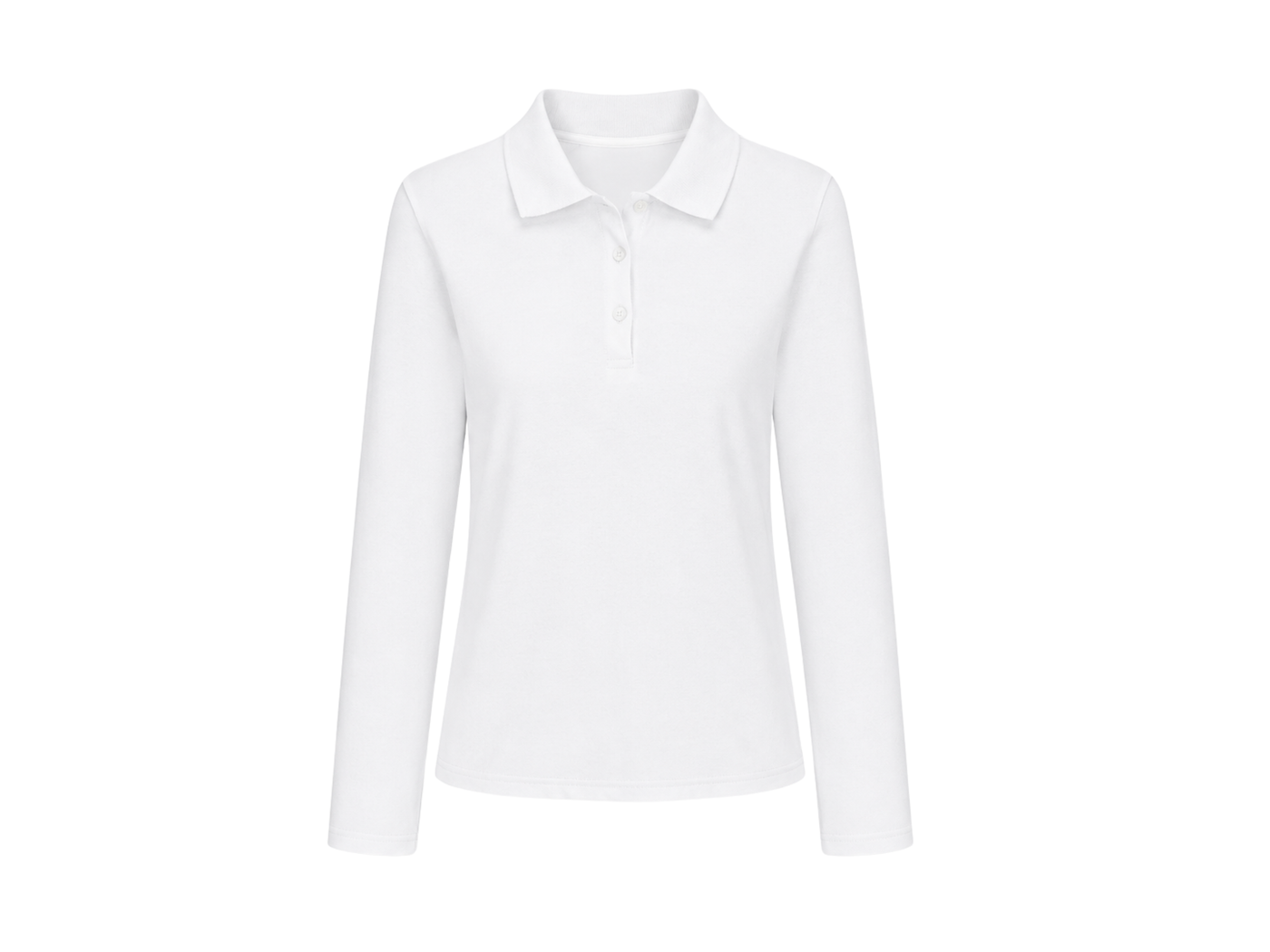 School Long Sleeve Fitted Picot Collar Polo White | B2B Low MOQ Wholesale