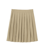 Custom Beige Knee-Length Pleated School Uniform Skirt B2B