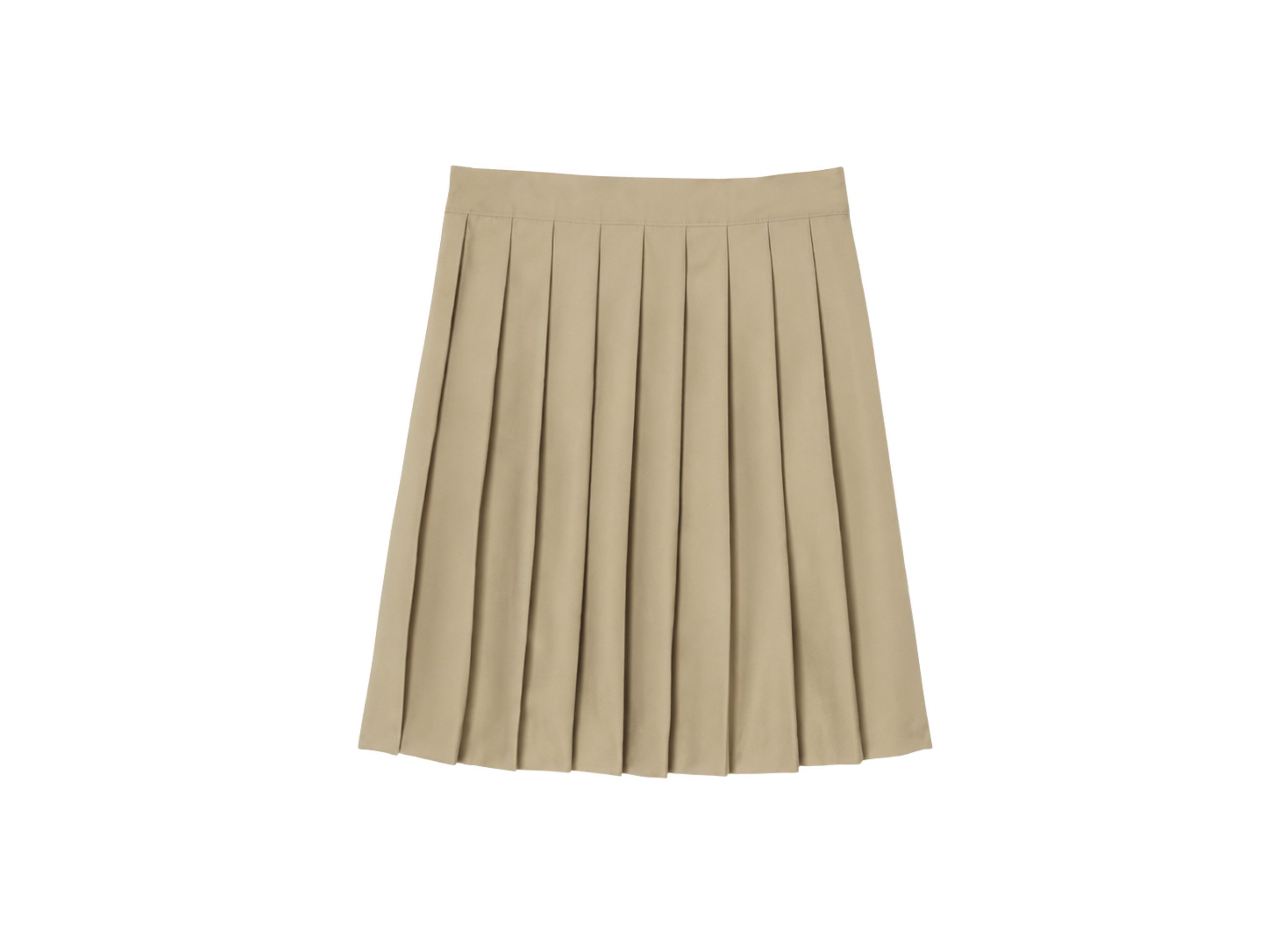 Custom Beige Knee-Length Pleated School Uniform Skirt B2B