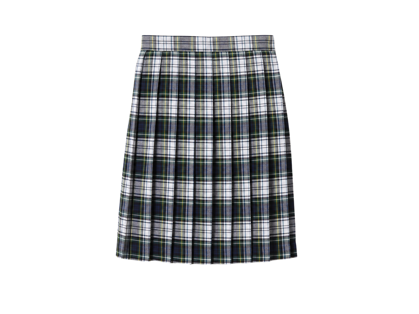 School At-The-Knee Plaid Pleated Skirt Black Grey White Green | B2B Low MOQ Wholesale