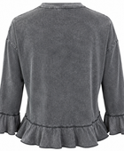 Women’s Acid Wash Ruffle Hem Crop Shirt B2B Acid Wash Manufacturer