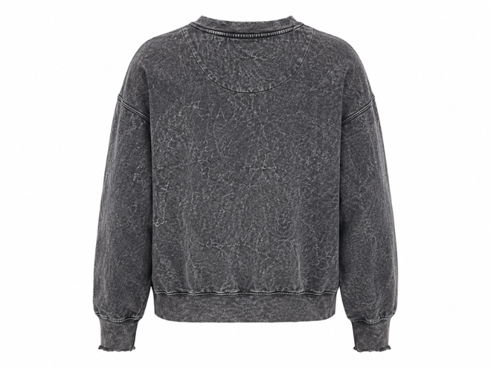 Charcoal Grey Acid Wash Crewneck Sweatshirt B2B Acid Wash Manufacturer