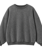 Women’s Vintage Washed Grey Acid Wash Sweatshirt B2B