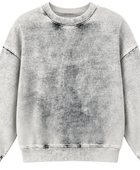 B2B Crewneck Sweatshirt Light Grey Acid Wash Low MOQ Acid Wash Manufacturer