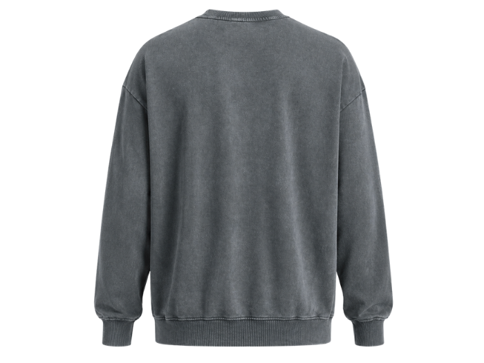 Charcoal Grey Acid Wash Sweatshirt B2B Low MOQ Manufacturer