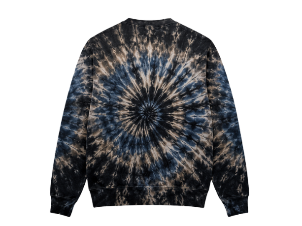 Tie Dye Crewneck Sweatshirt Black Brown Blue and Beige Spiral Design | B2B Low MOQ