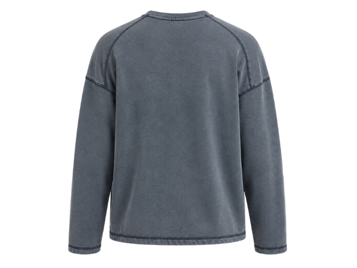 B2B Grey Acid Wash Drop Shoulder Sweatshirt Low MOQ Manufacturer