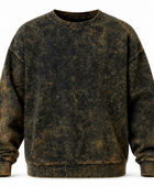 B2B Crewneck Sweatshirt Black Brown Acid Wash Low MOQ Manufacturer