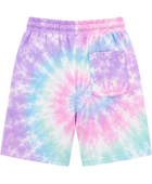 Tie Dye Drawstring Shorts Pastel Lavender Pink Aqua and White Spiral Design | B2B Low MOQ