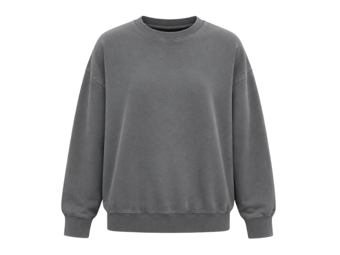 Washed Grey Acid Wash Crewneck Sweatshirt B2B front design preview
