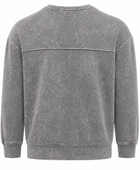Grey Acid Wash Panel Seam Crewneck Sweatshirt B2B