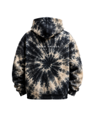 Tie Dye Pullover Hoodie Black Grey and Beige Radial Design | B2B Low MOQ