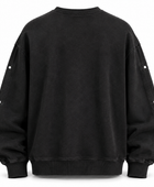 Personalize Acid Wash Rhinestone Sleeve Crewneck Sweatshirt B2B