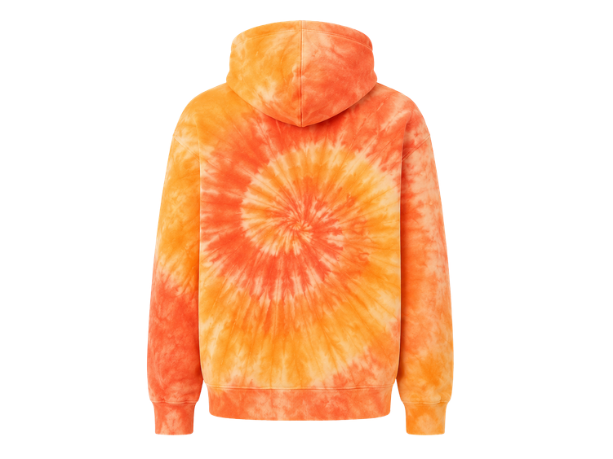 Tie Dye Half Zip Hoodie Orange Yellow and White Spiral Design | B2B Low MOQ