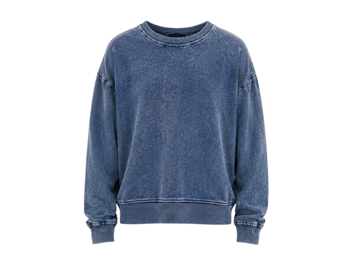Custom Crewneck Sweatshirt Blue Acid Wash Oversized B2B