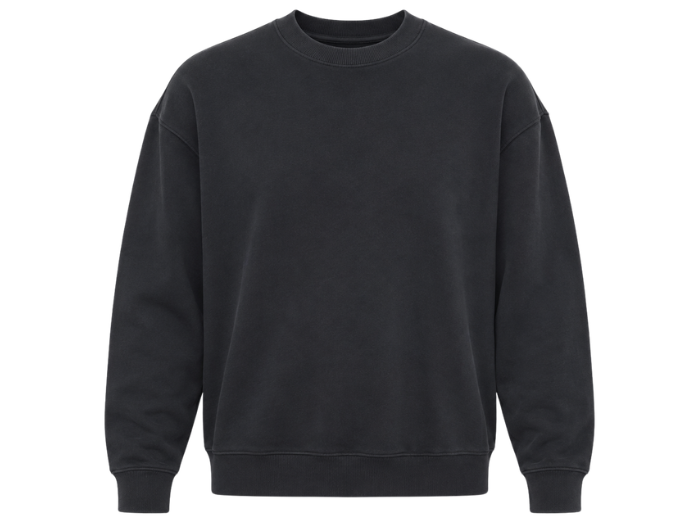 B2B Crewneck Sweatshirt Black Acid Wash Low MOQ Manufacturer front design preview