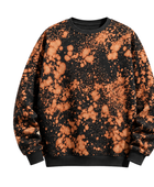Custom Orange Splatter Acid Wash Crewneck Sweatshirt B2B