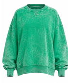B2B  Crewneck Sweatshirt Green Acid Wash Low MOQ Manufacturer