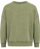 Custom Sweatshirt Olive Acid Wash Chest Pocket B2B Winter