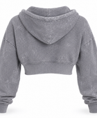 B2B Cropped Zip Hoodie Women’s Grey Acid Wash Low MOQ Manufacturer