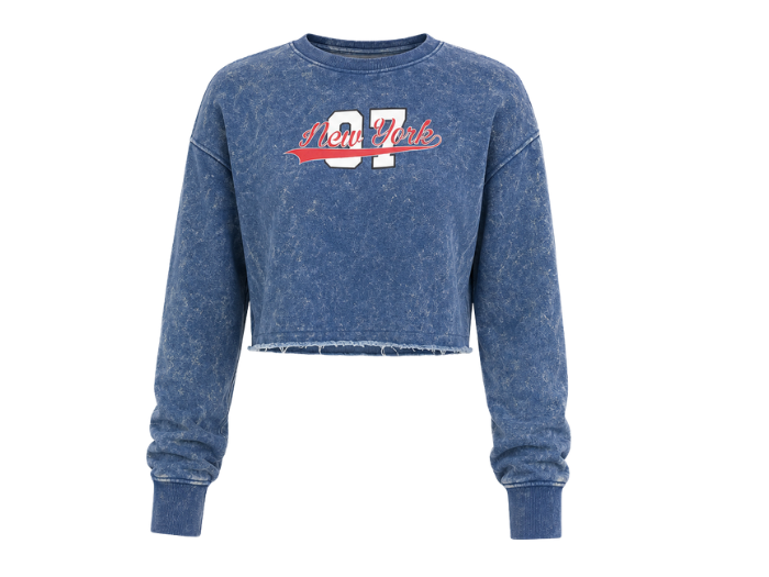 Personalize Cropped Sweatshirt Women’s Blue Acid Wash DTF B2B